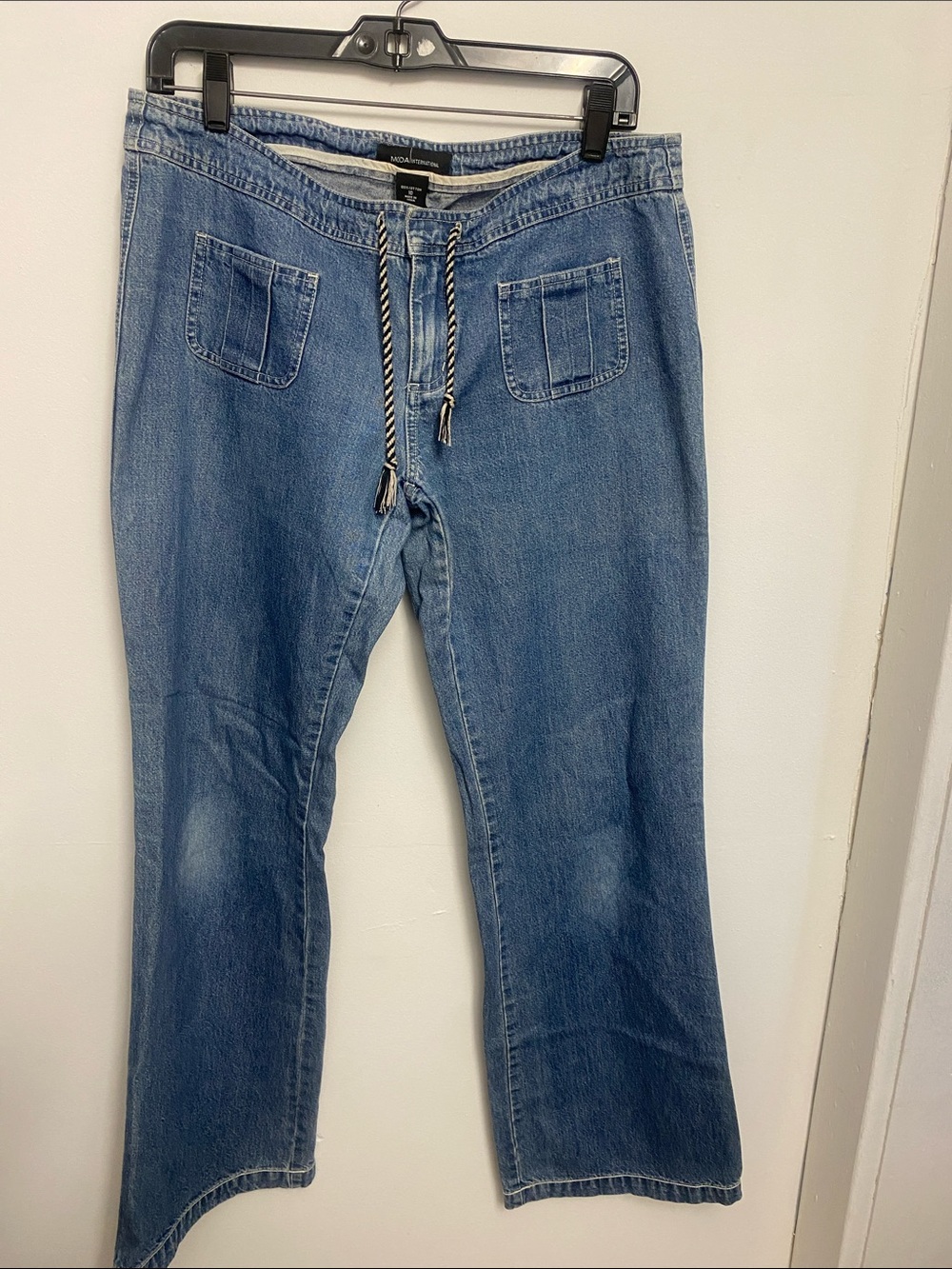 Moda International Medium Blue Flare Denim Pants with Drawstring
